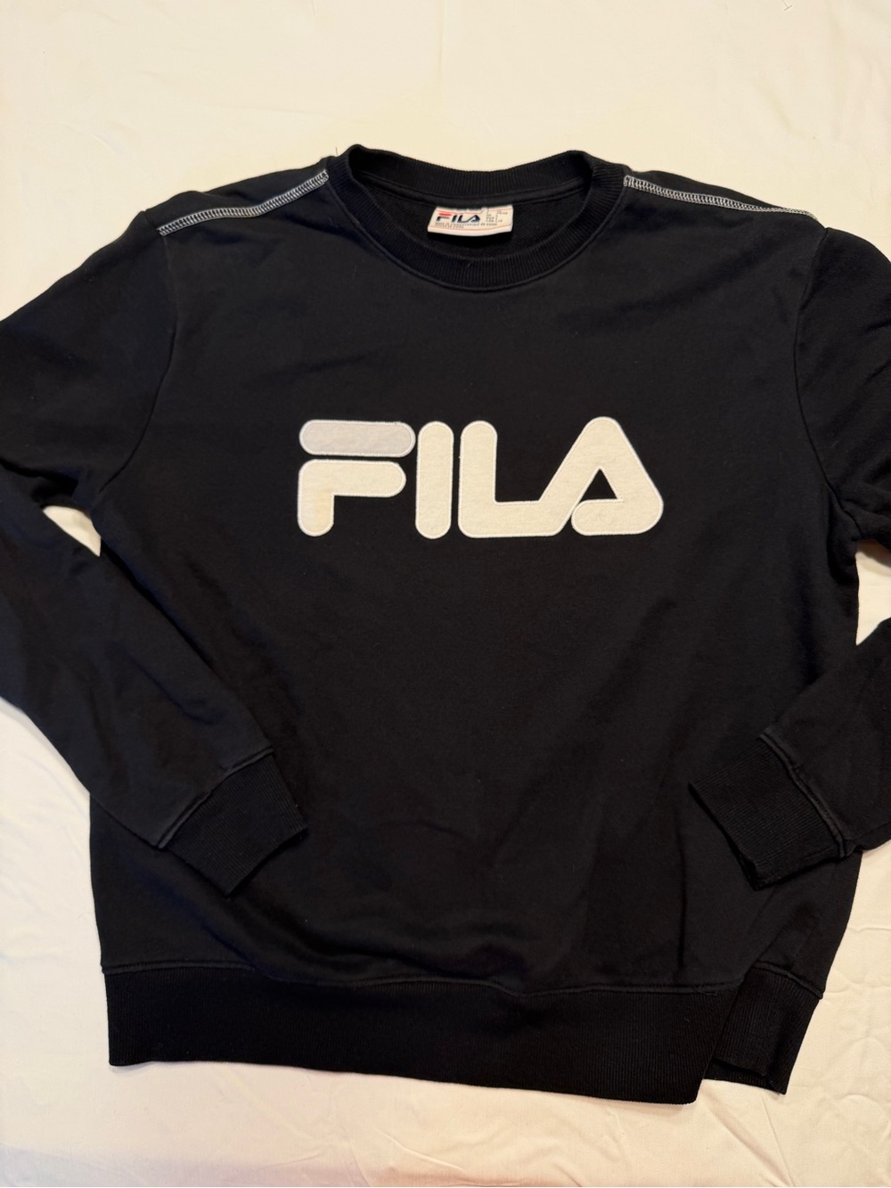Fila unidex Black Crewneck Sweatshirt with White Logo